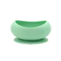 Cuenco de silicona antideslizante verde menta para mascotas con ventosa para gatos y perros - Ovalado / Verde