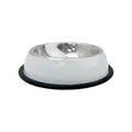 Ciotola per animali in acciaio inossidabile bianco con base in gomma nera antiscivolo - Diametro Fondo 18CM / Bianco