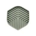 Tapis de léchage hexagonal en silicone vert sauge avec motif à rainures pour chiens - Hexagone / Vert matcha