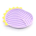 Durable purple and yellow silicone slow feeder dog mat with suction cups for anti-choking - Purple