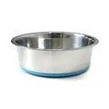Durable stainless steel pet bowl with blue non-slip silicone base for dogs - Sky Blue