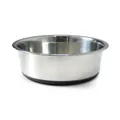 Premium large stainless steel dog bowl with non-slip rubber base for pet feeding - Black