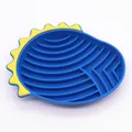 Alfombrilla de silicona azul y amarilla para lamer perros con base de ventosa antideslizante - Azul marino / Azul marino