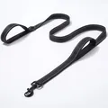 Professional heavy-duty reflective nylon dog leash with dual padded handles for large dogs - 150cm / Black