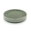 Round silicone slow feeder dog bowl with anti-slip maze design in soft sage green finish - Matcha Green