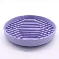 Purple round silicone slow feeder dog bowl with anti-slip maze design for pets and cats - Purple