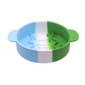 Anti-choke silicone slow feeder dog bowl with tricolor blue white green pattern - Teal