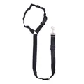 Robuster verstellbarer Auto-Sicherheitsgurt für Hunde aus schwarzem Nylon mit Haken - Schwarz