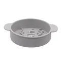 Grey silicone pet slow feeder bowl featuring anti-choke wavy texture and paw handles - Gray