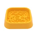 Cuenco de silicona amarillo cuadrado para perros con diseño de laberinto anti-asfixia - Amarillo