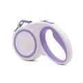 Durable purple and white retractable dog leash with ergonomic handle for safe pet walking - S (3m) / Purple