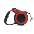 Professional red and black retractable dog leash with ergonomic anti-slip grip handle - Red