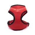 Adjustable red LED glowing dog harness with breathable mesh for night walking safety - S / Red