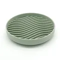 Round sage green silicone slow feeder pet bowl with wavy ridge design for dogs - Matcha Green (Wave Style)
