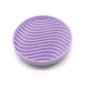 Purple silicone slow feeder dog bowl with wavy anti-slip design - Purple (Wave)