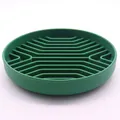 Dark green silicone pet slow feeder bowl with maze ridges for dogs and cats. - Green