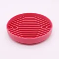 Pink silicone slow feeder dog bowl with non-slip maze design for healthy eating - Rose Red