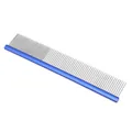 Professional stainless steel pet grooming comb with blue handle for cats and dogs - Oval Toe / 25*4.5cm / Blue