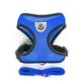 Ademend blauw mesh hondentuigje en bijpassende lijnset voor kleine honden en puppy's - S / Aanbevolen 1.5-2.5kg / Blauw