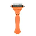 Orange dual-sided pet dematting rake comb for cats and dogs hair grooming and cleaning - OPP Packaging / Orange