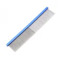 Professional dual-density stainless steel pet grooming comb with blue spine handle - 19*4cm / Blue