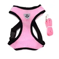 Ademend roze mesh hondentuigje en bijpassende riemset voor kleine honden en puppy's - S / Aanbevolen 1.5-2.5kg / Roze