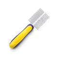 Doppelseitiger Metall-Tierpflegekamm für Katzen und Hunde mit gelbem rutschfestem Griff - Double-sided Comb / Gelb