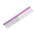 Professional pink stainless steel pet grooming comb with dual density teeth for cats - 19*4cm / Pink