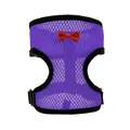 Arnés de malla púrpura transpirable para perros con lazo rojo, diseño cómodo antiescape - L / Púrpura