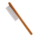Professional pet grooming comb with a durable wooden handle and fine metal pins - Coarse Tooth Comb