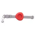 Reflective grey pet collar with red silicone locator holder and silver bell for cats - Red