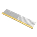 Professional stainless steel pet grooming comb with gold spine and dual-density teeth - Oval Toe / 19*4cm / Gold