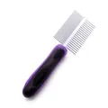 Professioneller doppelseitiger Flohkamm für Haustiere mit lila ergonomischem Griff - Double-sided Comb / Lila