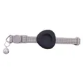 Adjustable grey pet tracking collar featuring a silver bell and black silicone holder - Black