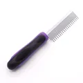 Professioneller Tierpflegekamm mit violettem ergonomischem Griff und Metallzinken - Lang/Kurz Zähne / Lila