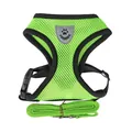 Ademend limoengroen mesh hondentuigje met bijpassende riem set voor kleine honden - S / Aanbevolen 1.5-2.5kg / Groen