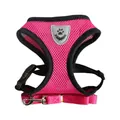 Roze ademend mesh hondenharnas vest set met bijpassende riem voor kleine honden en katten - S / Aanbevolen 1.5-2.5kg / Rozerood