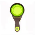Foldable silicone pet food measuring scoop with 1 cup capacity in green and brown finish. - M / 237ml / Green