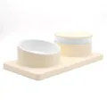 Cream 2-in-1 automatic pet food bowl and water fountain with neck protection design - Plastic Bowl Set / Yellow