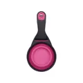 Collapsible silicone pet food measuring scoop with handle clip in pink and black finish - S / 118ml / Pink