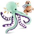 Jouet interactif en peluche poulpe pour chien avec couineur et tissu résistant - Jouet poulpe / 33x18cm / Vert menthe