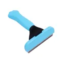 Blue pet de-shedding comb with cute cat paw handle for professional dog cat grooming - Large Straight Blade / Blue