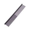 Peine de peluquería canina profesional de acero inoxidable gris oscuro con dientes finos. - Negro