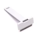White pet deshedding brush with metal teeth for cat and dog grooming. - Straight Blade Style / M