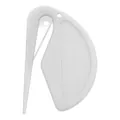 Compact white mini pet hair mat remover tool and letter opener with integrated safety blade - White