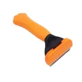 Orange pet deshedding tool for cat and dog grooming with non-slip ergonomic handle - Large Straight Blade / Orange