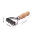 Professional double-sided pet dematting rake with wooden handle shown in 18.5cm - Dematting Comb