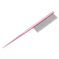 Peigne de toilettage rose pour animaux avec dents en acier et queue de séparation. - Rose
