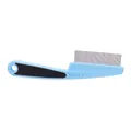 Blue pet flea comb with fine stainless steel teeth and ergonomic non-slip grip handle. - Upgraded Blue / Blue