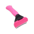 Professional pet deshedding brush for dogs and cats in pink and black finish - Large Straight Blade / Rose Red